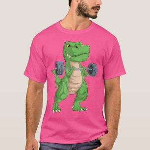 Dinosaur T Rex Lifting A Big Weight Straight Barbe T-Shirt