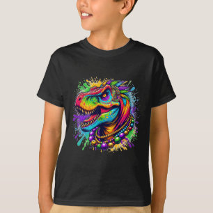 Dinosaur T Rex Mardi Gras Louisiana Carnival Colou T-Shirt