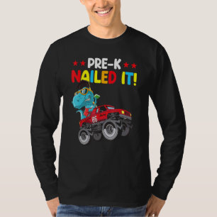 Dinosaur T-Rex Monster Truck Pre-K Graduation Nail T-Shirt