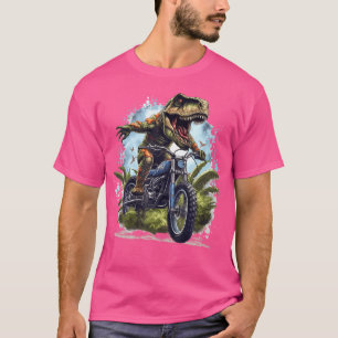 Dinosaur T Rex On Dirt Bike Funny Dinosaur Motorbi T-Shirt