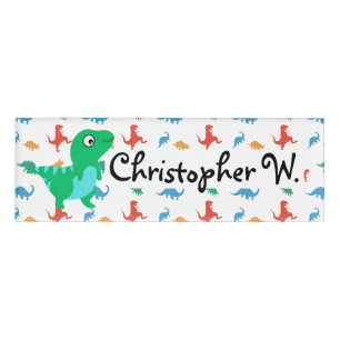Dinosaur T-Rex Pattern Modern Kids Name Tag