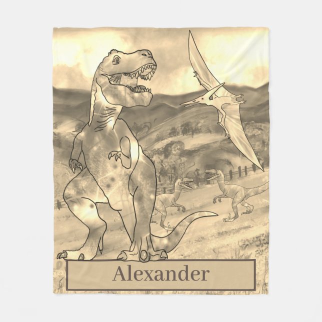 Dinosaur T Rex Personalised kids  Fleece Blanket (Front)