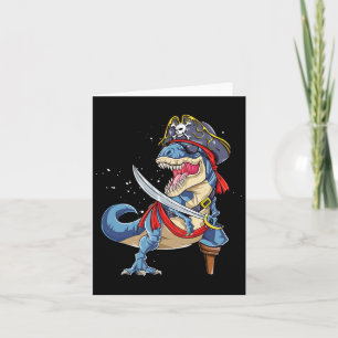 Dinosaur T Rex Pirate Jolly Roger Halloween Gifts  Card