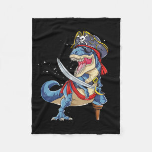 Dinosaur T Rex Pirate Jolly Roger Halloween Gifts Fleece Blanket