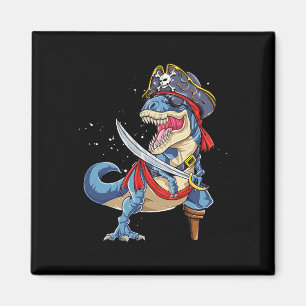 Dinosaur T Rex Pirate Jolly Roger Halloween Gifts Magnet