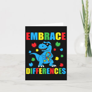Dinosaur T-rex Puzzle Embrace Differences Autism A Card