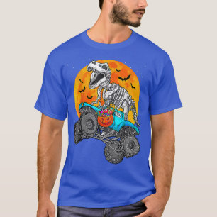 Dinosaur T Rex Riding Monster Truck Moon Halloween T-Shirt