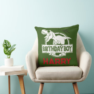 Dinosaur T Rex ROAR GREEN BIRTHDAY BOY Cushion