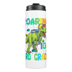 Dinosaur T-Rex Roaring Into 100 Days Of 3rd grade Thermal Tumbler