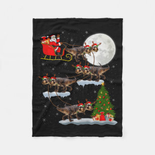 Dinosaur T-rex Santa Sleigh Flying Funny Magical C Fleece Blanket