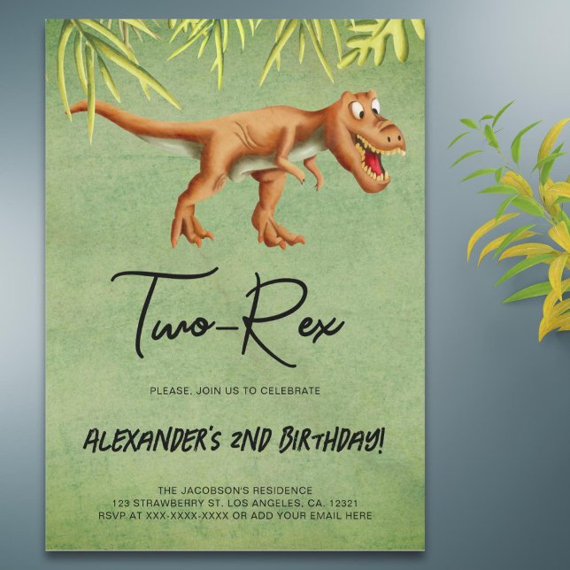 Dinosaur T Rex Second Birthday Party  Invitation (Creator Uploaded)