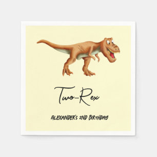 Dinosaur T Rex Second Birthday Party Napkin