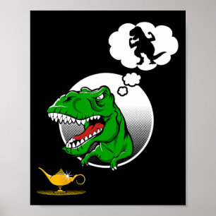 Dinosaur T-rex Short Arms Funny Joke Genie Lamp  Poster