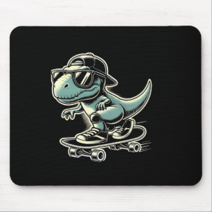 Dinosaur T Rex Skateboarding Funny Retro Skating  Mouse Mat