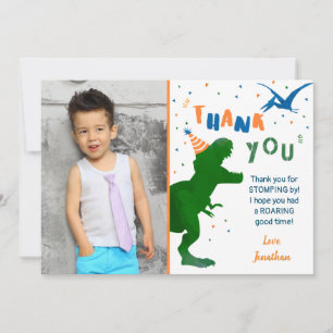 Dinosaur T-rex Three Rex Birthday Thank You Cards