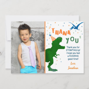 Dinosaur T-rex Three Rex Birthday Thank You Cards