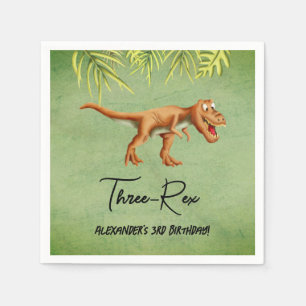 Dinosaur T Rex Thrid Birthday Party Napkin
