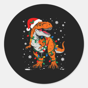 Dinosaur T Rex Tree Christmas Funny Xmas Dino Boys Classic Round Sticker