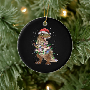 Dinosaur T-rex Tree Christmas Sweater Xmas Dino Ceramic Tree Decoration