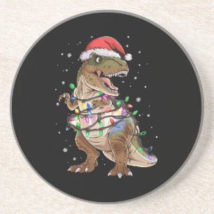 Dinosaur T-rex Tree Christmas Sweater Xmas Dino Coaster