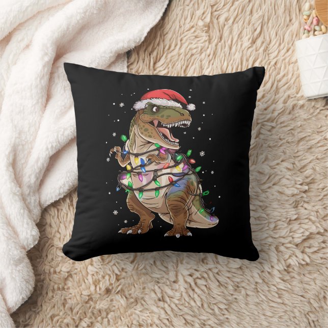 Dinosaur T-rex Tree Christmas Sweater Xmas Dino Cushion (Blanket)