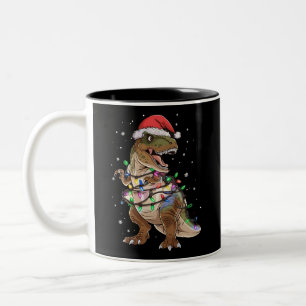 Dinosaur T-rex Tree Christmas Sweater Xmas Dino Two-Tone Coffee Mug