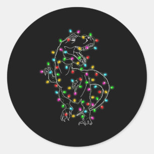 Dinosaur T-rex Tree Christmas Sweater Xmas Pet Din Classic Round Sticker