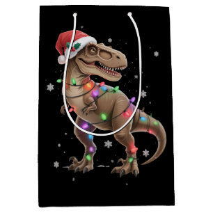 Dinosaur T-rex Tree Christmas Xmas Pet Dino Trex  Medium Gift Bag