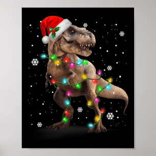 Dinosaur T-rex Tree Christmas Xmas Pet Dino Trex Poster