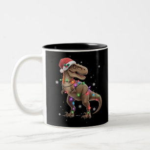 Dinosaur T-rex Tree Christmas Xmas Pet Dino Trex Two-Tone Coffee Mug