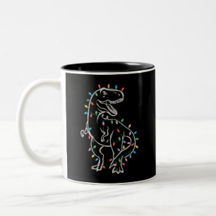 Dinosaur T-rex Tree Christmas Xmas Pet Dino Trex  Two-Tone Coffee Mug