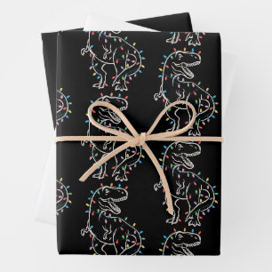 Dinosaur T-rex Tree Christmas Xmas Pet Dino Trex Wrapping Paper Sheet