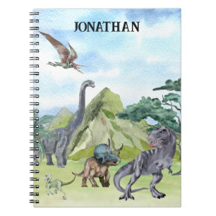 Dinosaur T-Rex Tyrannosaurus Watercolor Raptor Notebook