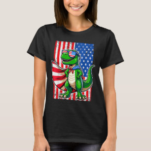Dinosaur T-Rex USA Flag Sunglasses Patriotic 4th T-Shirt