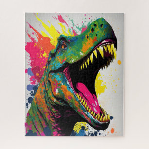 Dinosaur T Rex White Jigsaw Puzzle