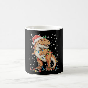 Dinosaur T Rex Xmas Dino Christmas Lights Holiday Coffee Mug
