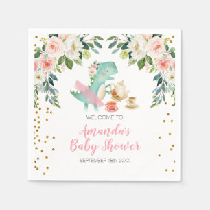 Dinosaur Tea Party Birthday Baby Shower Floral Napkin