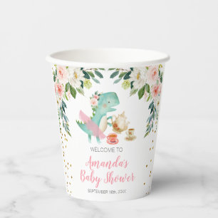 Dinosaur Tea Party Birthday Baby Shower Floral Paper Cups