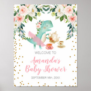 Dinosaur Tea Party Birthday Baby Shower Welcome  Poster