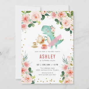 Dinosaur Tea Party Birthday Invitation