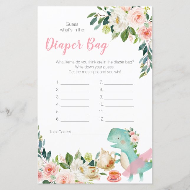 Dinosaur Tea Party Guess What's In the Diaper Bag (Front)