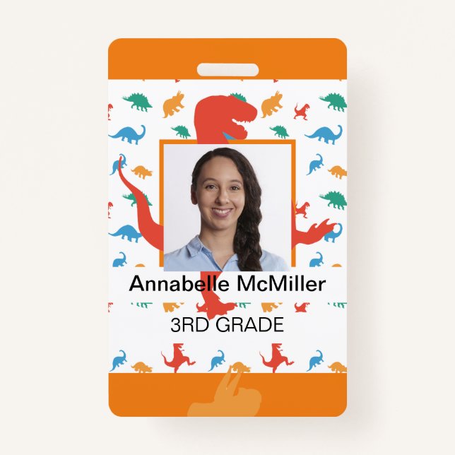 Dinosaur Teacher Professor Badge ID Badge (Front)