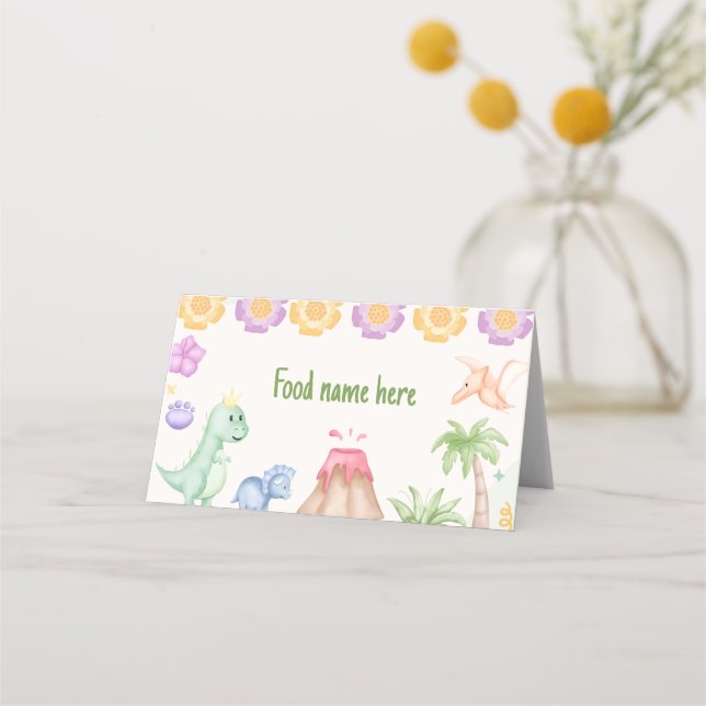 Dinosaur Tent Place Card Birthday Baby Shower (Front)
