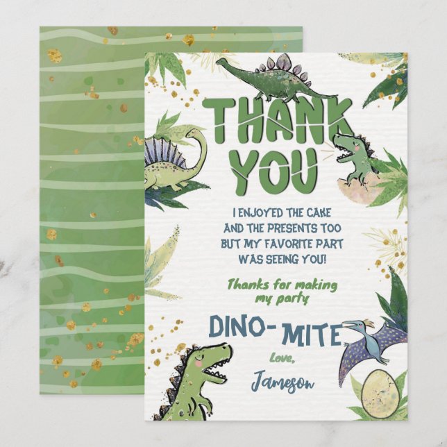Dinosaur Thank You Card (Front/Back)