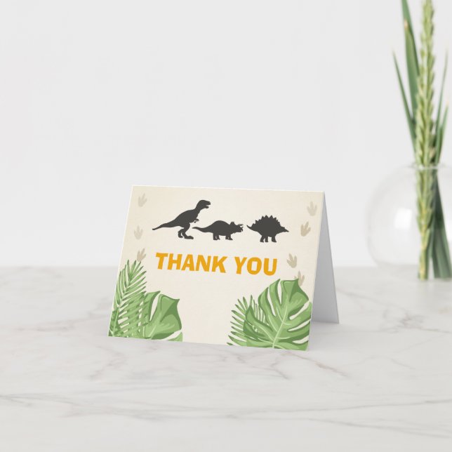 Dinosaur Thank You Card Dino Party (Front)