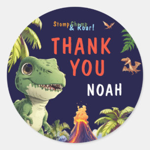 Dinosaur Thank You Classic Round Sticker