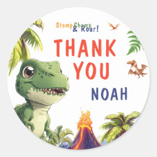 Dinosaur Thank You Classic Round Sticker