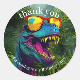 Dinosaur Thank You  Cool Purple Jungle Classic Round Sticker