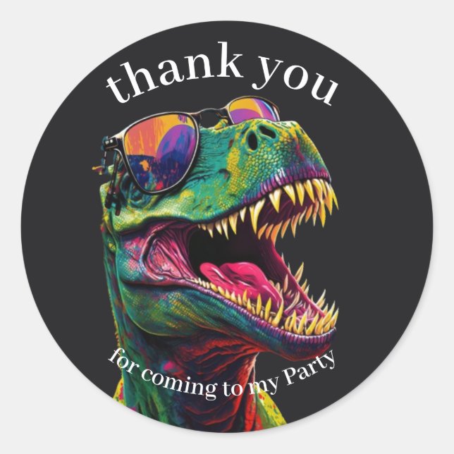Dinosaur Thank You kids Classic Round Sticker (Front)