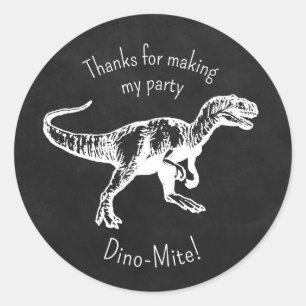 Dinosaur Thank You Party Favour Chalkboard Sticker